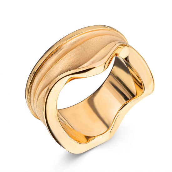 Ring DUO 2 wellig gold