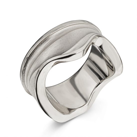 Ring DUO 2 wellig Silber